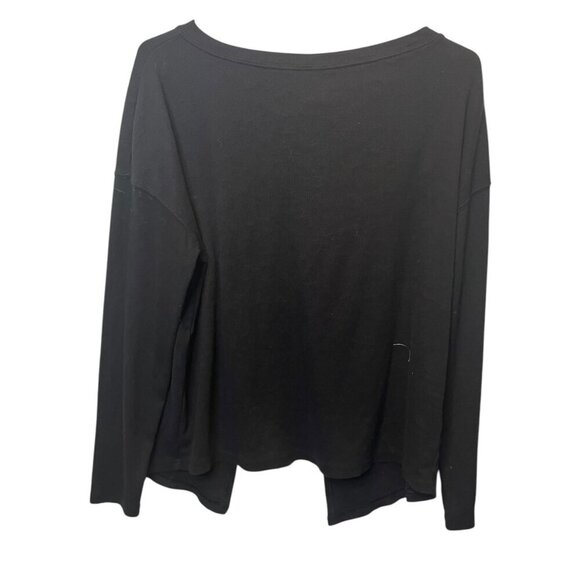 Z by Zella Ribbed Knit Long Sleeve Tee with Slit Back | Black Size M H10 - Picture 1 of 2